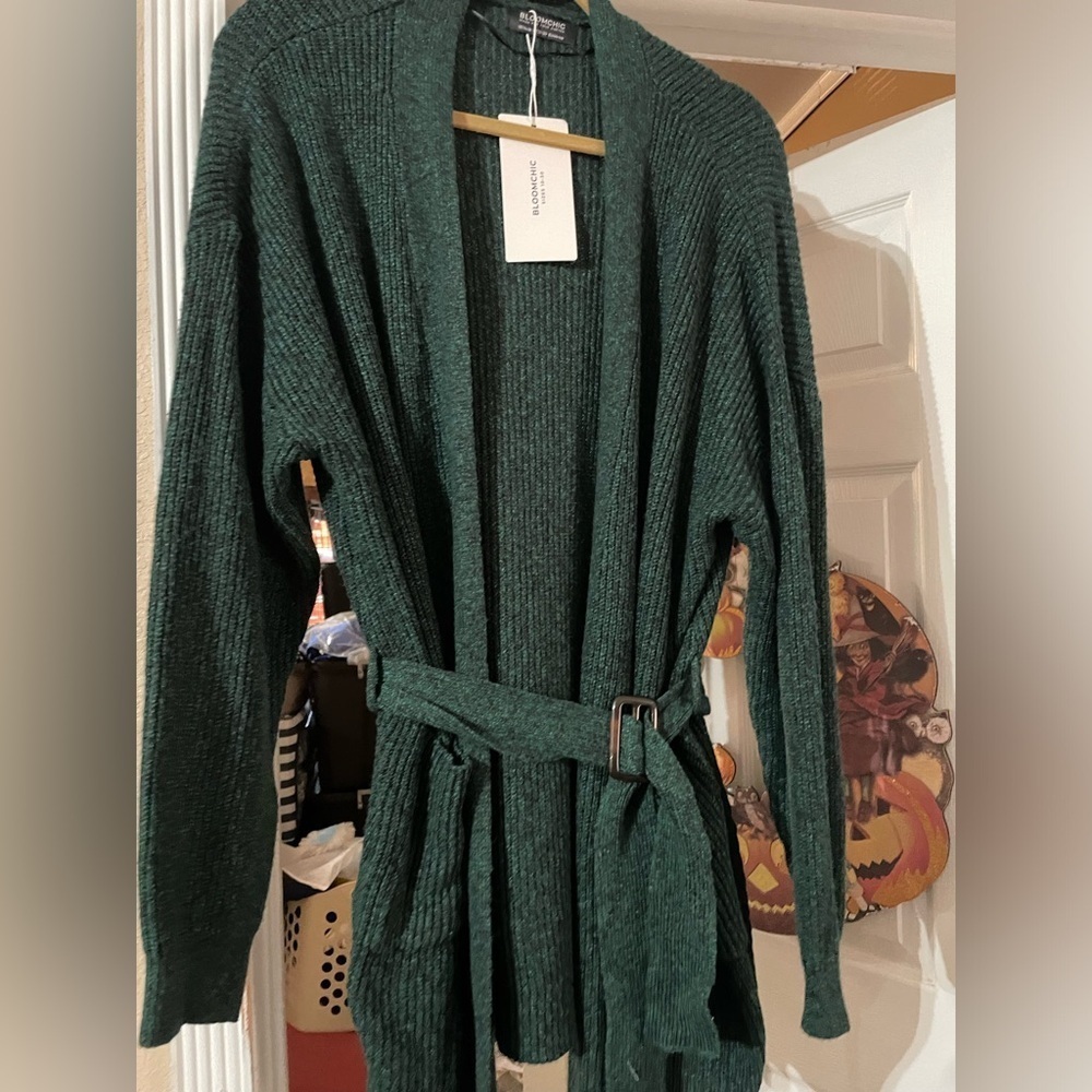 NWT Bloomchic  ribbed sweater cardigan with tie belt size 14/16 🌹🌸🌺 180